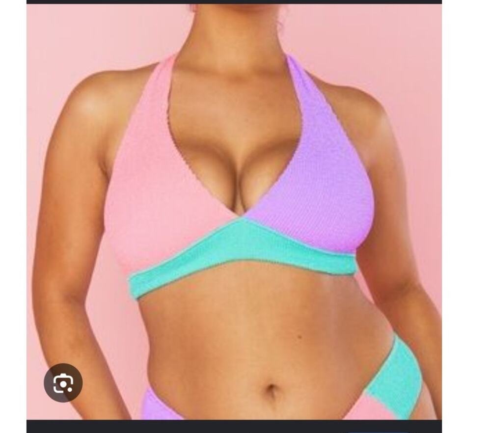 Show Me Your Mumu Colorblock Crinkle Bikini Size: M